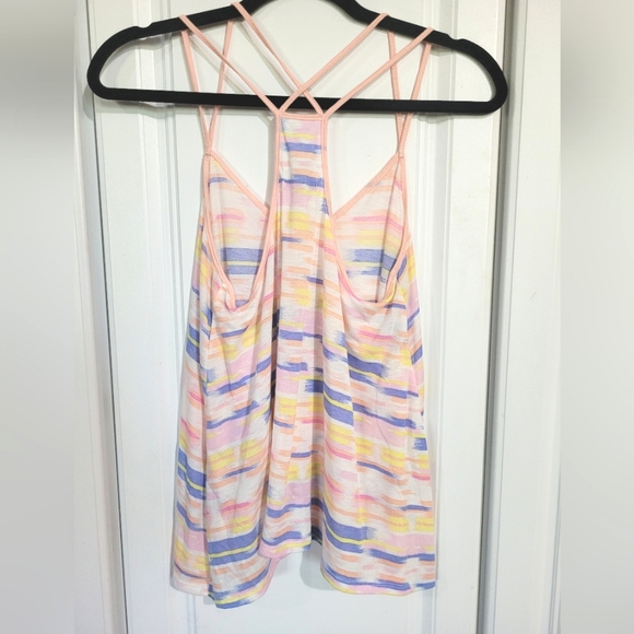 American Eagle Oufitters Colorful Pastel Striped Strappy Tank Top, Size Small - Picture 2 of 6